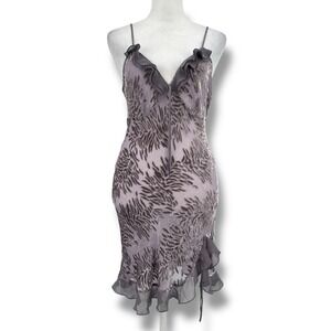 Teccia Sheer Burnout Velvet Silk Blend Slip Dress 8 Whimsygoth Fairycore Ruffle